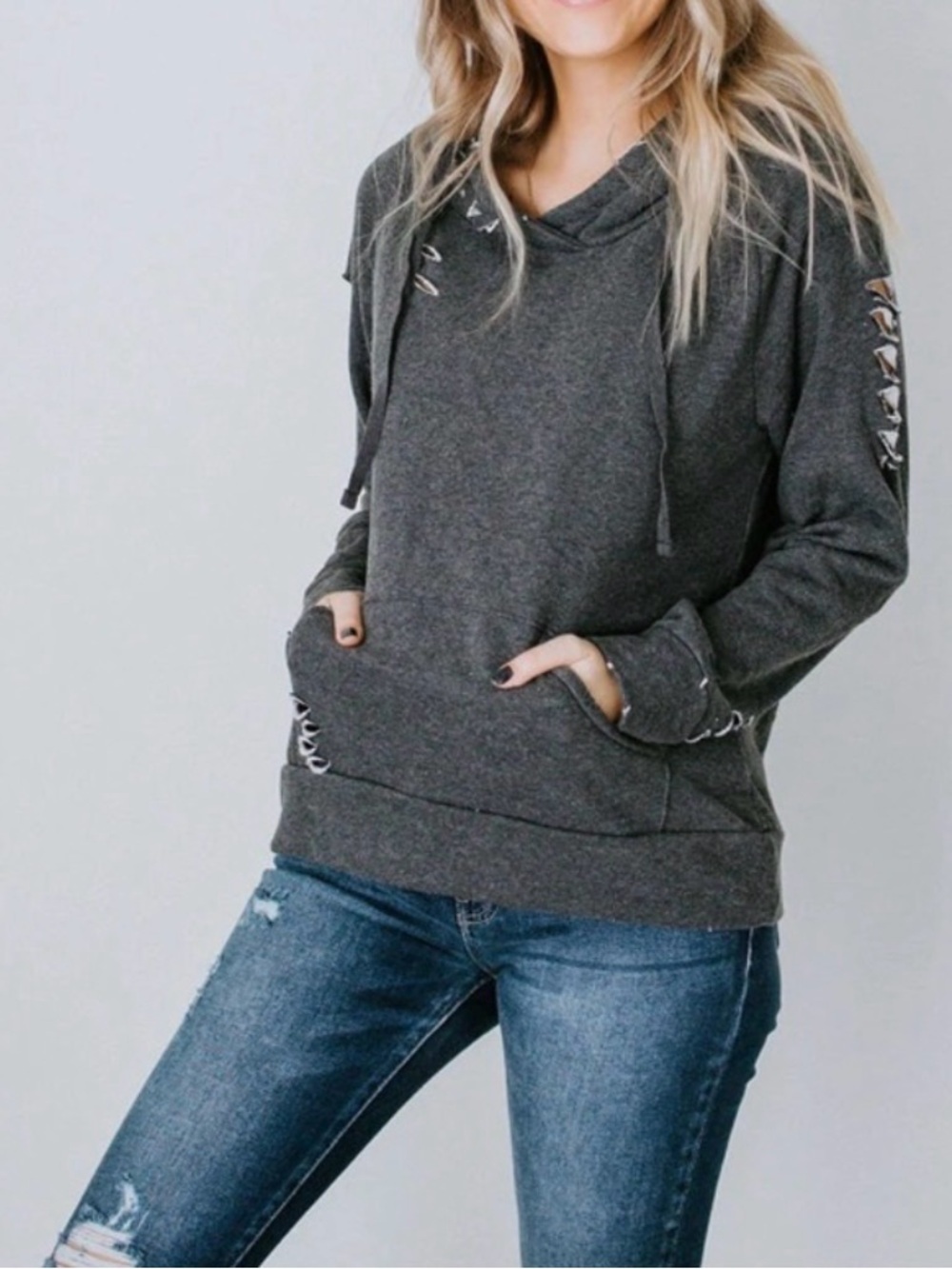 Chelsea Deboer by Lily & Lottie Women's Navy Pullover Hoodie